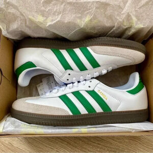 New Adidas Samba OG Sneaker Shoes White Green Gum Womens 7